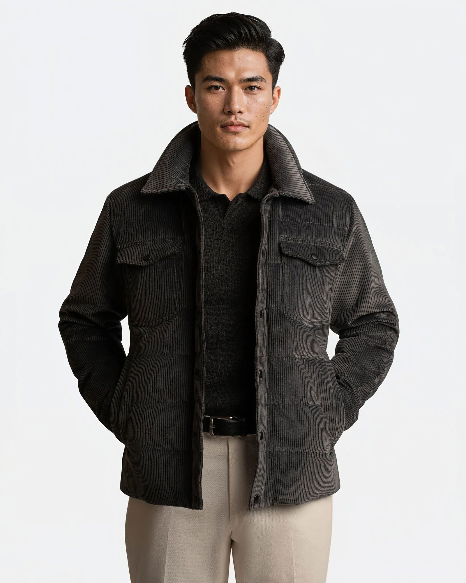Corduroy City Jacket Grey - Down Jackets - Cavour